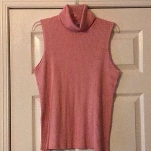 Chico’s Sleeveless Pink Ribbed Knit Turtleneck